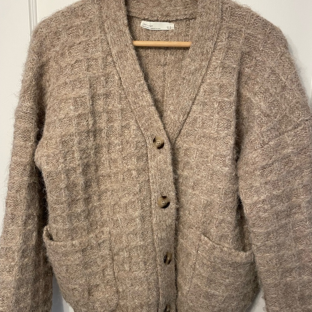 OAK + FORT Textured Tan Cardigan